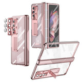 Husa tip bumper OEM compatibila cu Galaxy Z Fold 3, Transparent, policarbonat, Roz