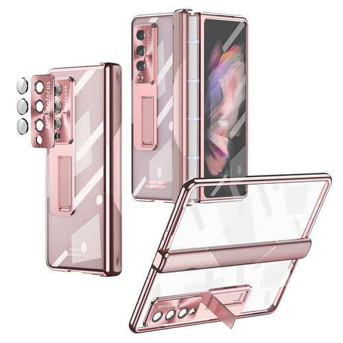 Husa tip bumper OEM compatibila cu Galaxy Z Fold 3, Transparent, policarbonat, Roz