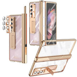 Husa tip bumper OEM compatibila cu Galaxy Z Fold 5, Transparent, policarbonat, Auriu