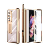Husa tip bumper OEM compatibila cu Galaxy Z Fold 5, Transparent, policarbonat, Auriu