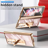 Husa tip bumper OEM compatibila cu Galaxy Z Fold 5, Transparent, policarbonat, Auriu