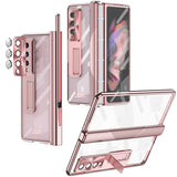 Husa tip bumper OEM compatibila cu Galaxy Z Fold 3, Transparent, policarbonat, Roz