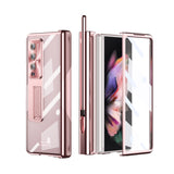 Husa tip bumper OEM compatibila cu Galaxy Z Fold 3, Transparent, policarbonat, Roz