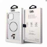 Husa Karl Lagerfeld compatibila cu iPhone 15, MagSafe/Magnetic, policarbonat, Transparent