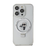Husa cu inel Karl Lagerfeld compatibila cu iPhone 15 Pro Max, MagSafe/Magnetic, PC + silicon, Transparent