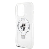 Husa cu inel Karl Lagerfeld compatibila cu iPhone 15 Pro Max, MagSafe/Magnetic, PC + silicon, Transparent