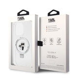 Husa cu inel Karl Lagerfeld compatibila cu iPhone 15 Pro Max, MagSafe/Magnetic, PC + silicon, Transparent