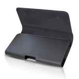 Husa orizontala cu clip centura piele ecologica 5.5", velur interior, negru
