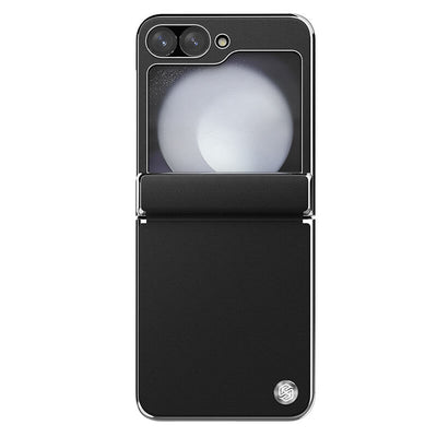 Husa tip carte Nillkin compatibila cu Galaxy Z Flip 6, Galaxy Z Flip 7 FE, piele, Negru