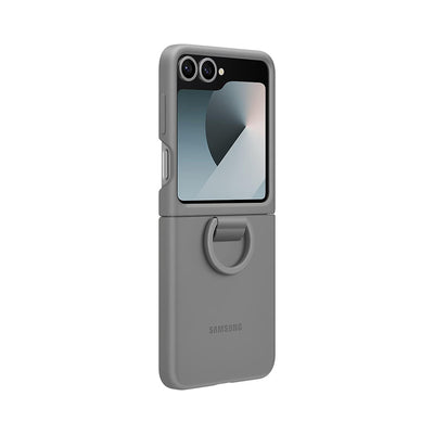 Husa tip carte Samsung compatibila cu Galaxy Z Flip 6, Galaxy Z Flip 7 FE, silicon, Gri
