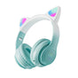 Casti Bluetooth Over-ear STN-28 Pro cu Urechi de Pisica LED - Verde