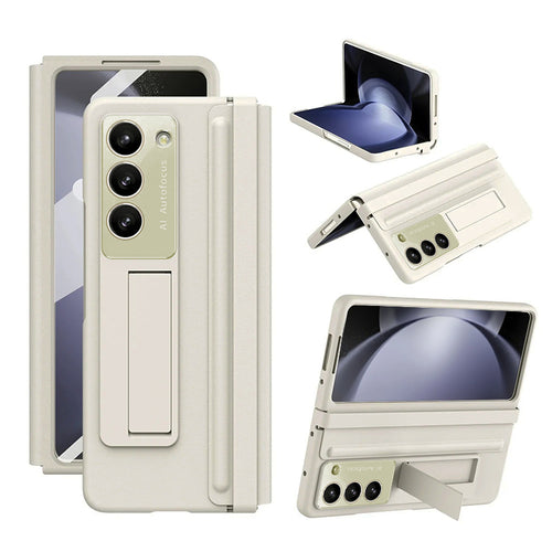 Husa OEM compatibila cu Galaxy Z Fold 6, piele, Bej