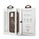 Husa Guess compatibila cu iPhone 14 Pro, piele, Maro