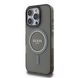 Husa cu inel Guess compatibila cu iPhone 16 Pro Max, MagSafe/Magnetic, policarbonat, Negru