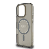 Husa cu inel Guess compatibila cu iPhone 16 Pro Max, MagSafe/Magnetic, policarbonat, Negru