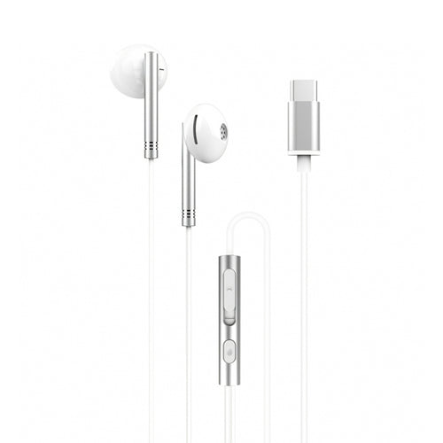 Casti cu fir XO EP29, conector USB-C, microfon, compatibile Samsung – albe