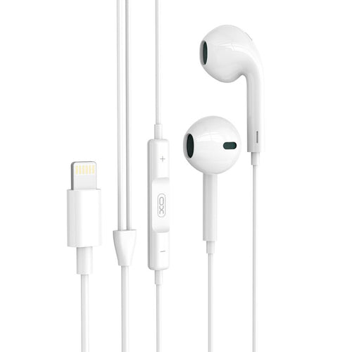Casti XO EP70 cu microfon, conector Lightning, Albe