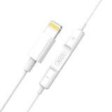 Casti XO EP70 cu microfon, conector Lightning, Albe