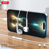 Casti XO EP70 cu microfon, conector Lightning, Albe