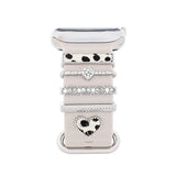 Set bijuterii curea ceas inel + charm inima, leopard alb