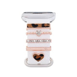 Set bijuterii pentru curea ceas, inel + charm inima, model leopard