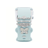 Set bijuterii curea ceas, inel + charm fluture, argintiu
