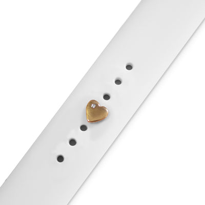 Charm Bijuterie pentru Curea Ceas, Inima cu Stras, Auriu