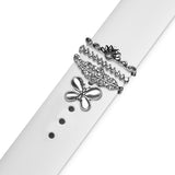 Set bijuterii curea ceas, inel + charm fluture, argintiu