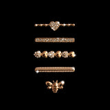 Set Bijuterii Curea Ceas, Inel + Charm Albina, Argintiu