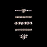 Set Bijuterii Curea Ceas, Inel + Charm Albina, Argintiu