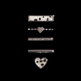 Set bijuterii curea ceas inel + charm inima, leopard alb