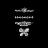 Set bijuterii curea ceas, inel + charm fluture, argintiu