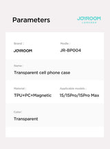 Husa cu inel Joyroom compatibila cu iPhone 15, MagSafe/Magnetic, PC, TPU, Transparent