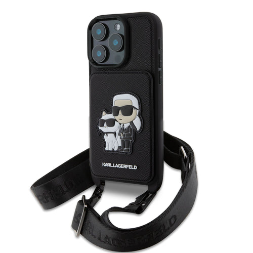 Husa tip carte Karl Lagerfeld compatibila cu iPhone 16 Pro, piele PU, Negru