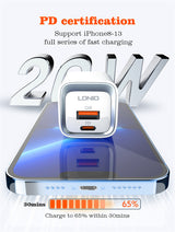 Incarcator Ldnio 20W USB-C/USB-A, cu cablu USB-C la Lightning inclus