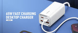 Ldnio 220V 65W, 2xUSB-A + 2xUSB-C + AC, Desktop 2500W, white - A4610