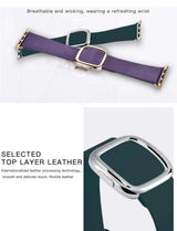 Curea COTECi piele compatibila cu Watch Series 3 42mm, Watch Series 4 44mm, Verde