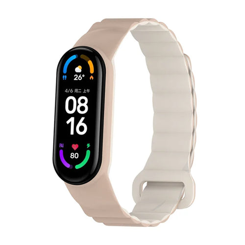 Curea silicon compatibila cu Xiaomi Mi Band 3, Xiaomi Mi Band 4, Bej