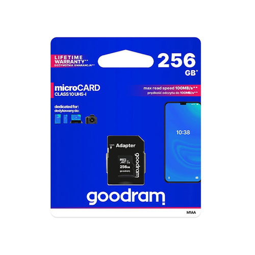Card de Memorie Micro SD Goodram 256GB, Clasa 10 + Adaptor SD
