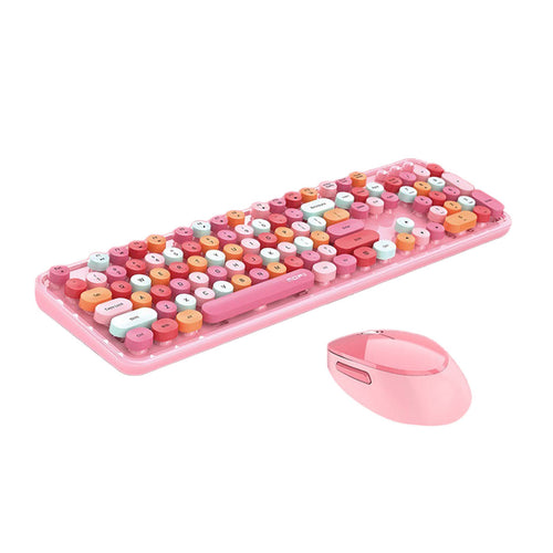 Set tastatura si mouse wireless Mofii SMK-623387AG, roz