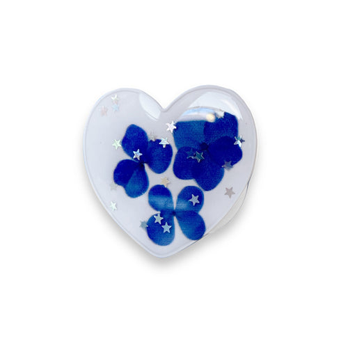 Suport telefon Popsocket Heart/Flower, Albastru