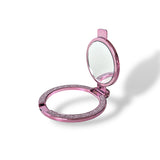 Suport telefon Popsocket Inel Metalic Mirror Diamonds, cu oglinda, argintiu