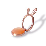 Popsocket inel metalic cu urechi iepure si piatra decorativa, galben