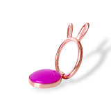 Popsocket inel metalic cu urechi iepure si piatra decorativa, galben