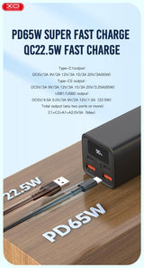 Baterie externa XO PB97, 20000mAh, 65W, display digital