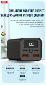 Baterie externa XO PB97, 20000mAh, 65W, display digital