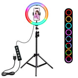 Suport trepied 200 cm cu Lampa LED Selfie Ring Light RGB 26 cm