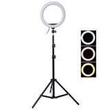 Suport trepied 200 cm cu inel luminos LED Selfie Light 38 cm, Alb