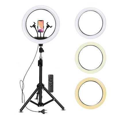 Suport trepied 200 cm cu inel luminos LED Selfie Light 38 cm, Alb