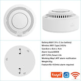 Detector de Fum Tuya Wi-Fi 3V, Alb